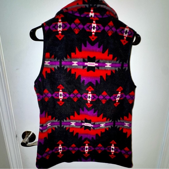 Vintage Chaps Sport Colorful Geometric Native Aztec Design Fleece Vest - Picture 6 of 8